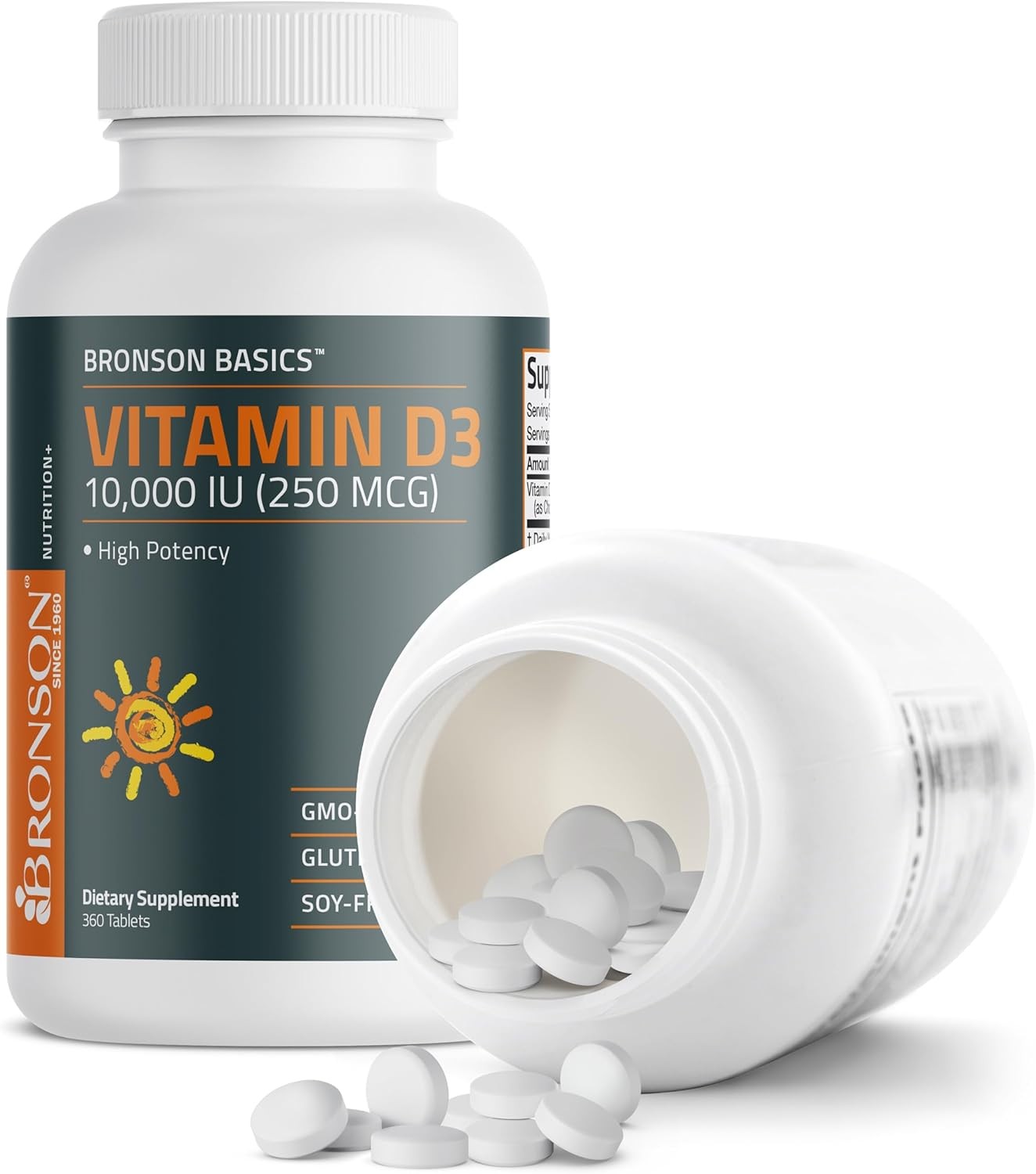 Vitamin D3 10000 IU 250mcg 360 Tablets 1 Year Supply Immune Support Non-GMO…