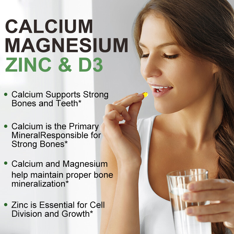 Calcium Magnesium Zinc with Vitamin D3 Strong For Bone Health Muscle Improvement