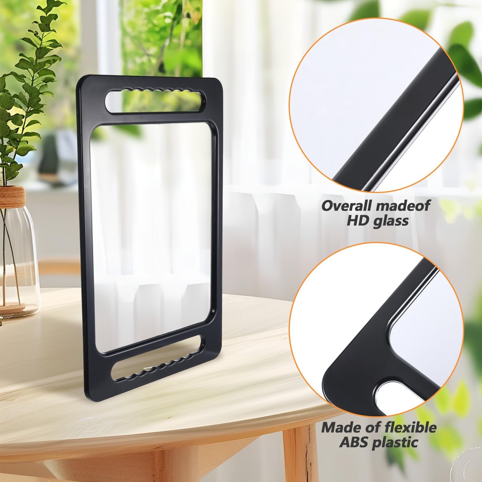 Large Portable Makeup Mirror – Unbreakable Handheld Tray with Double Handles, Li