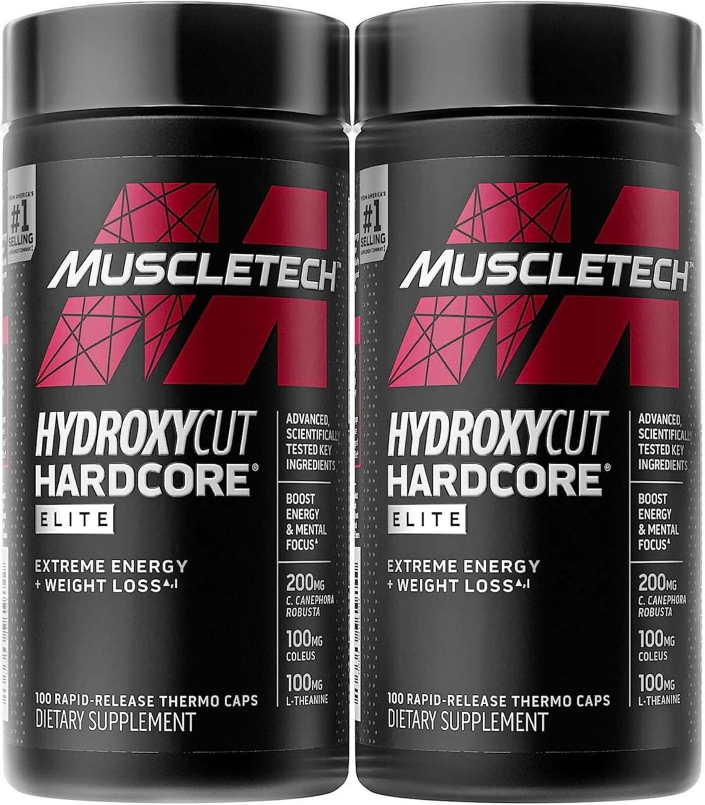 2Pack -Hardcore Elite – 100 Rapid-Release Thermo Caps-Energy & Focus-for Men