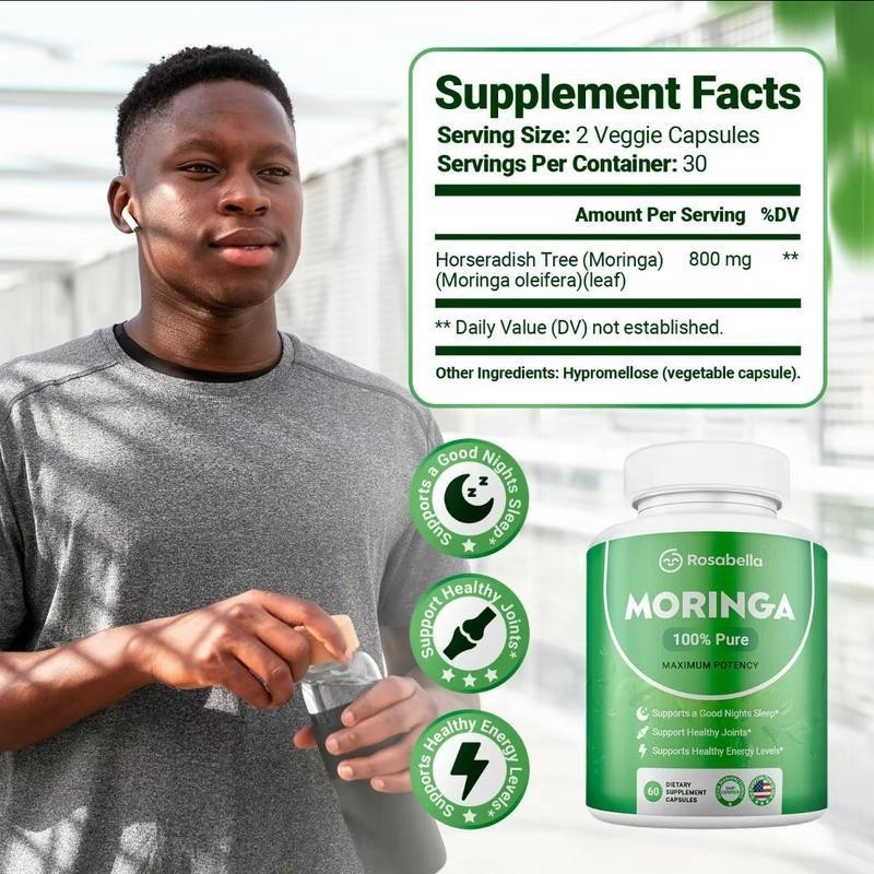 Rosabella Organic Moringa 800 mg 3-Pack HerbalWellness Digestive Support Natura