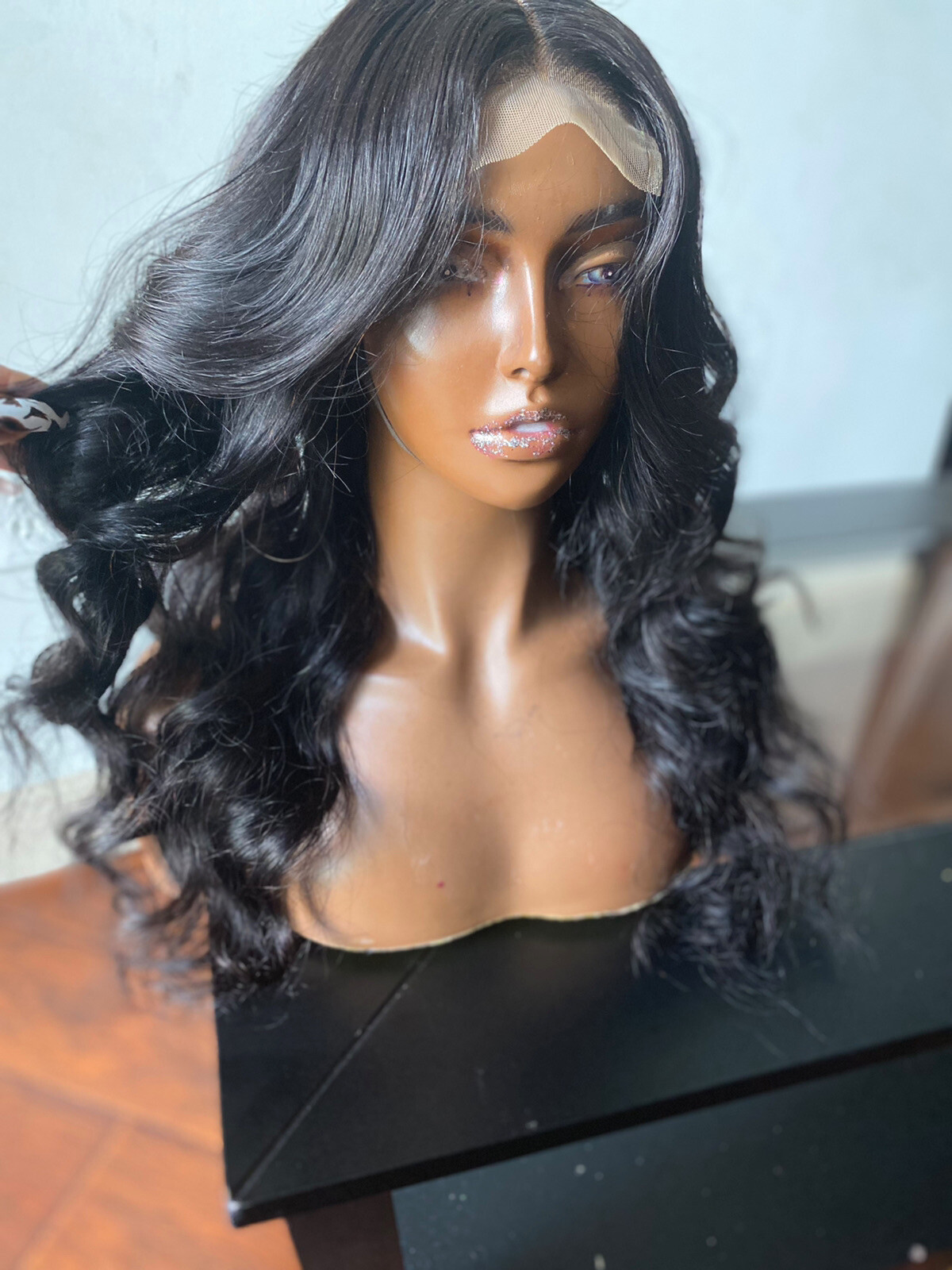 Lace Closure Pre-plucked Glue-less Body Wave Human hair wig 4×4 Closure 22 Inch